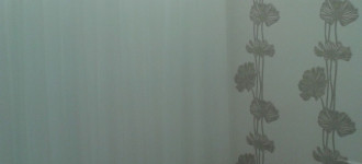 Realizace -odpočívárna-hotel Prachárna-tapeta a záclona